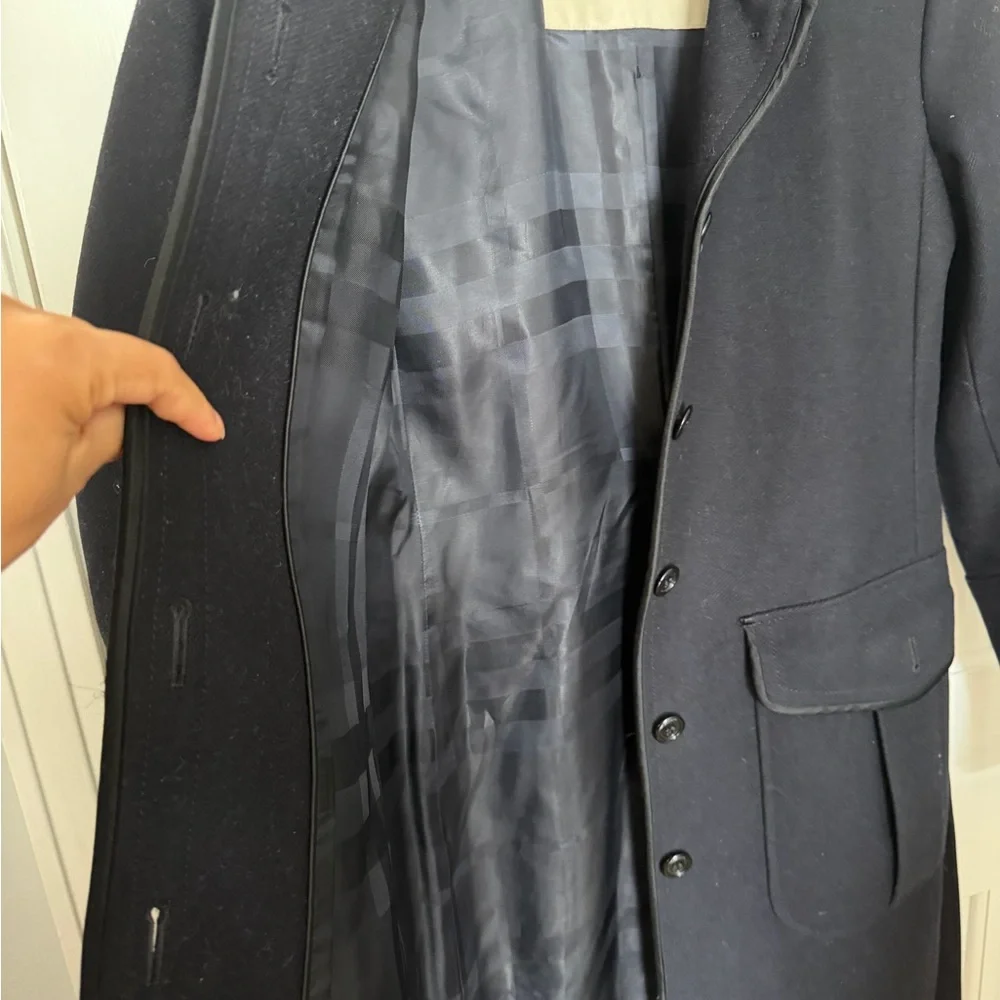 Burberry Black Wool Trench Coat with Epaulettes USA 6 - Picture 6 of 15